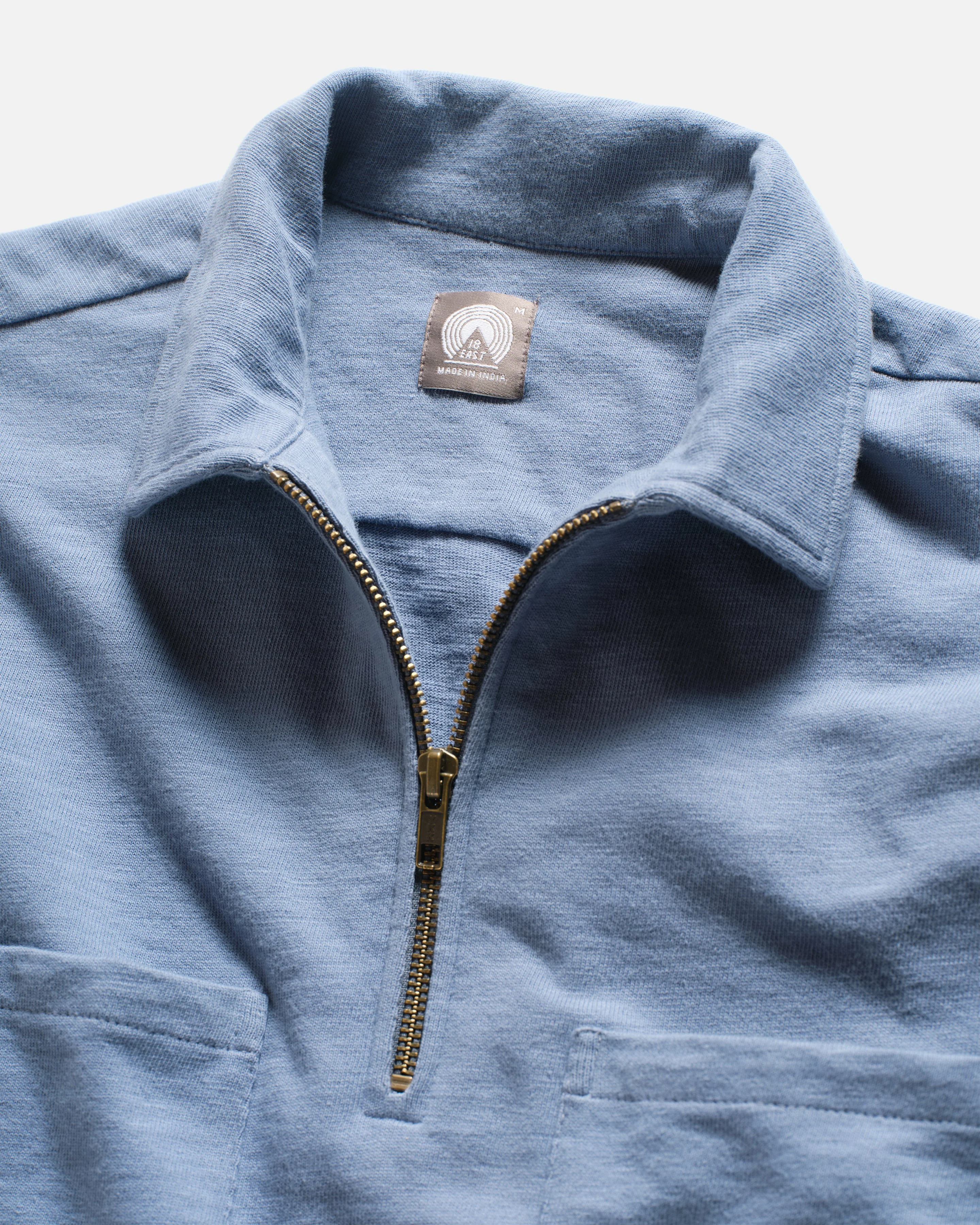 SS HOLLOW POLO - RINSED ROYAL 9.2 oz SLUB COTTON JERSEY - Image 3
