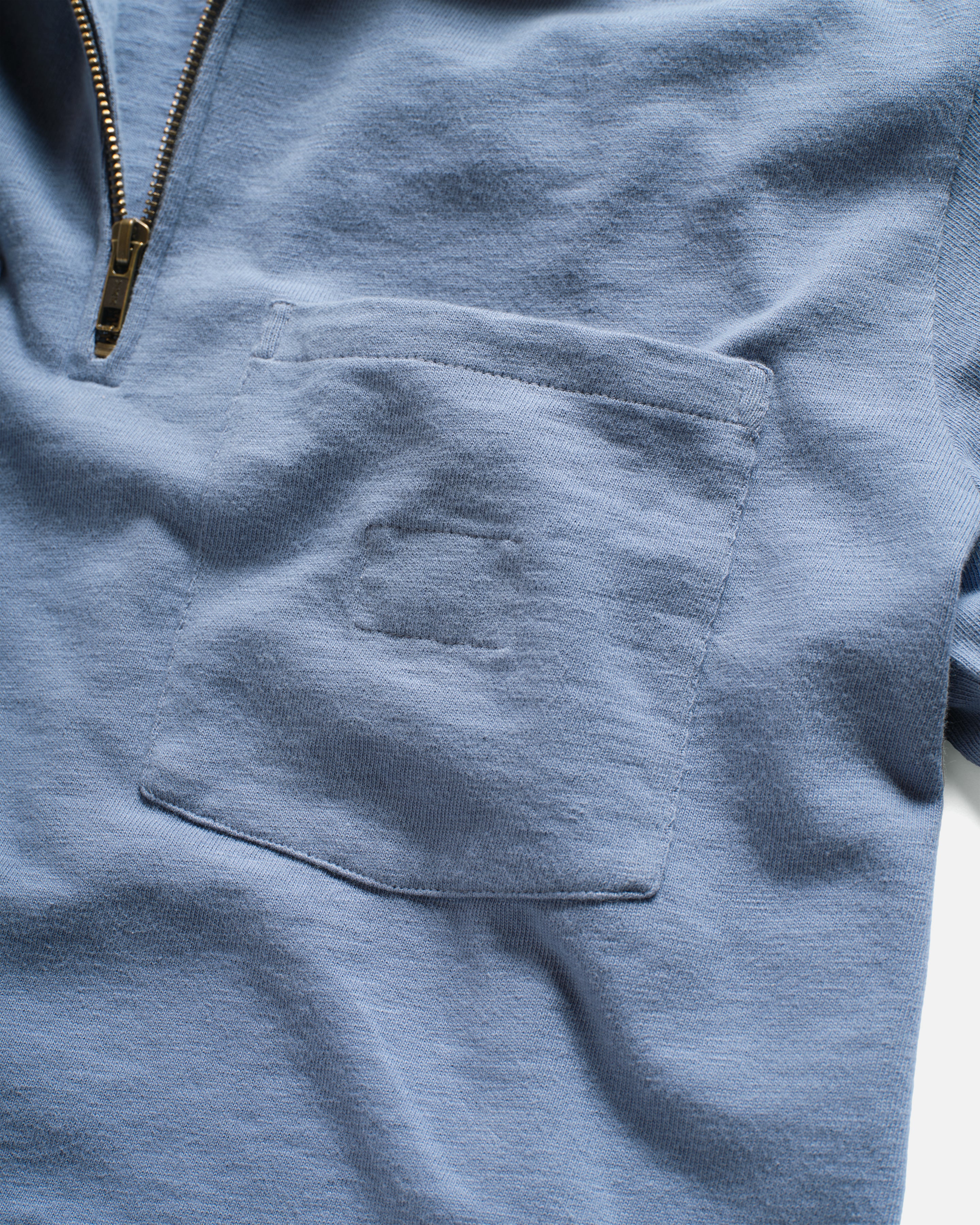 SS HOLLOW POLO - RINSED ROYAL 9.2 oz SLUB COTTON JERSEY - Image 5