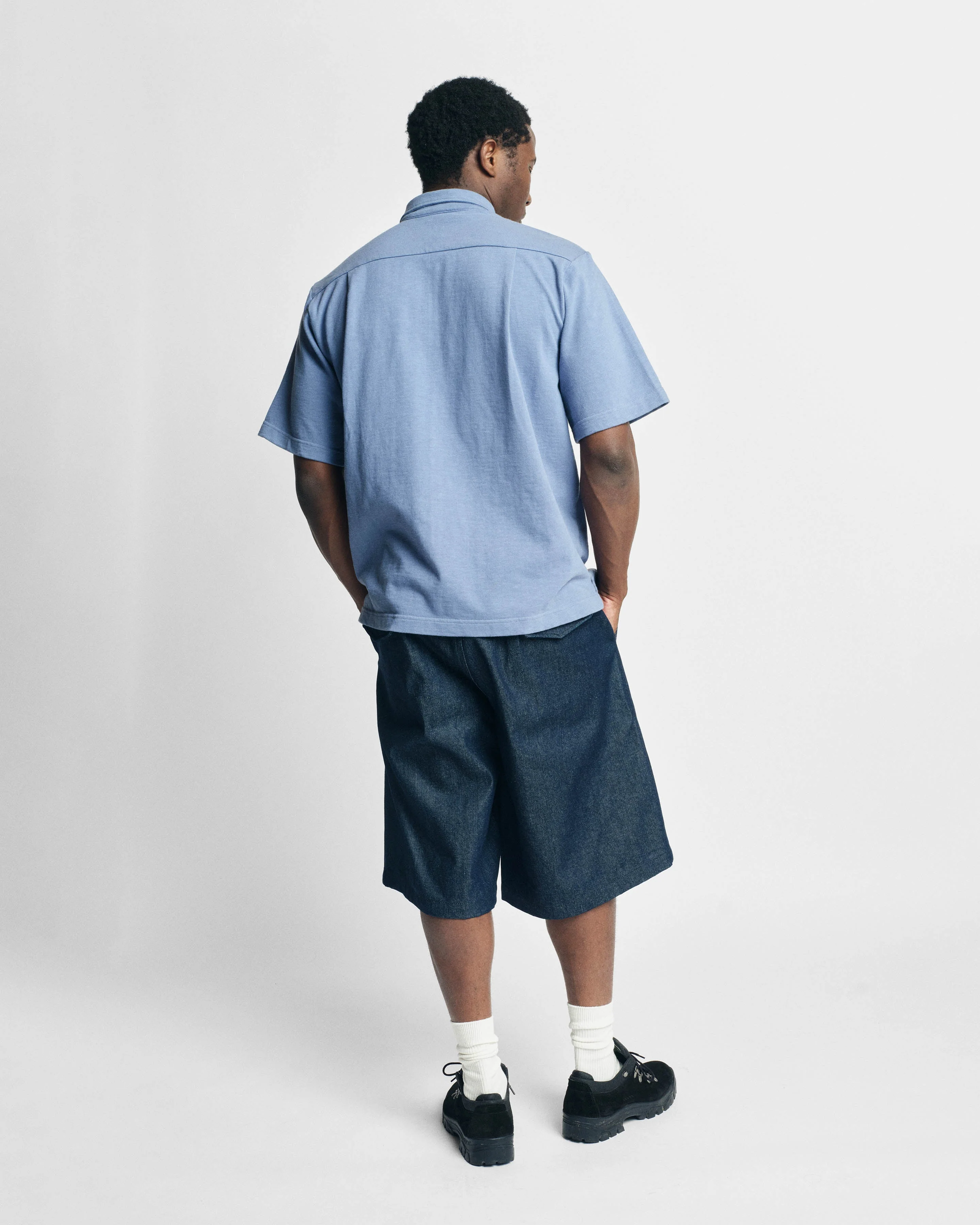 SS HOLLOW POLO - RINSED ROYAL 9.2 oz SLUB COTTON JERSEY - Image 6