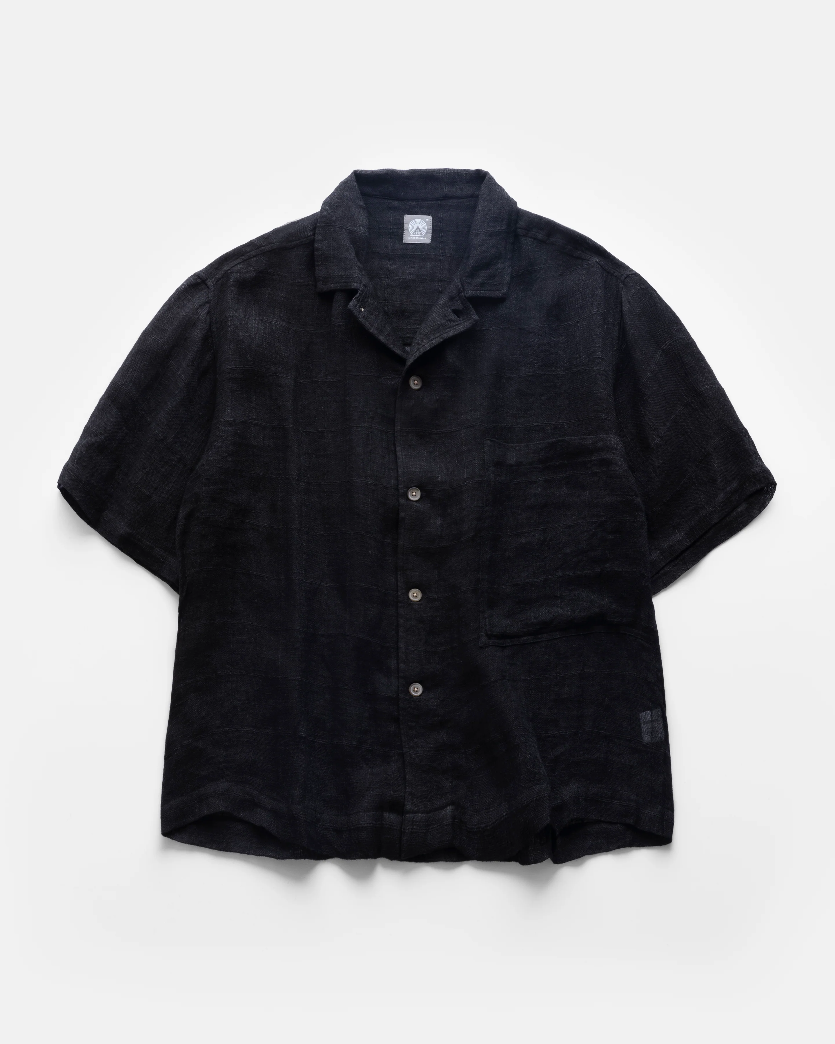 S/S SINGLE POCKET SAM SHIRT - BLACK HANDLOOM WINDOWPANE GAUZE - Image 4
