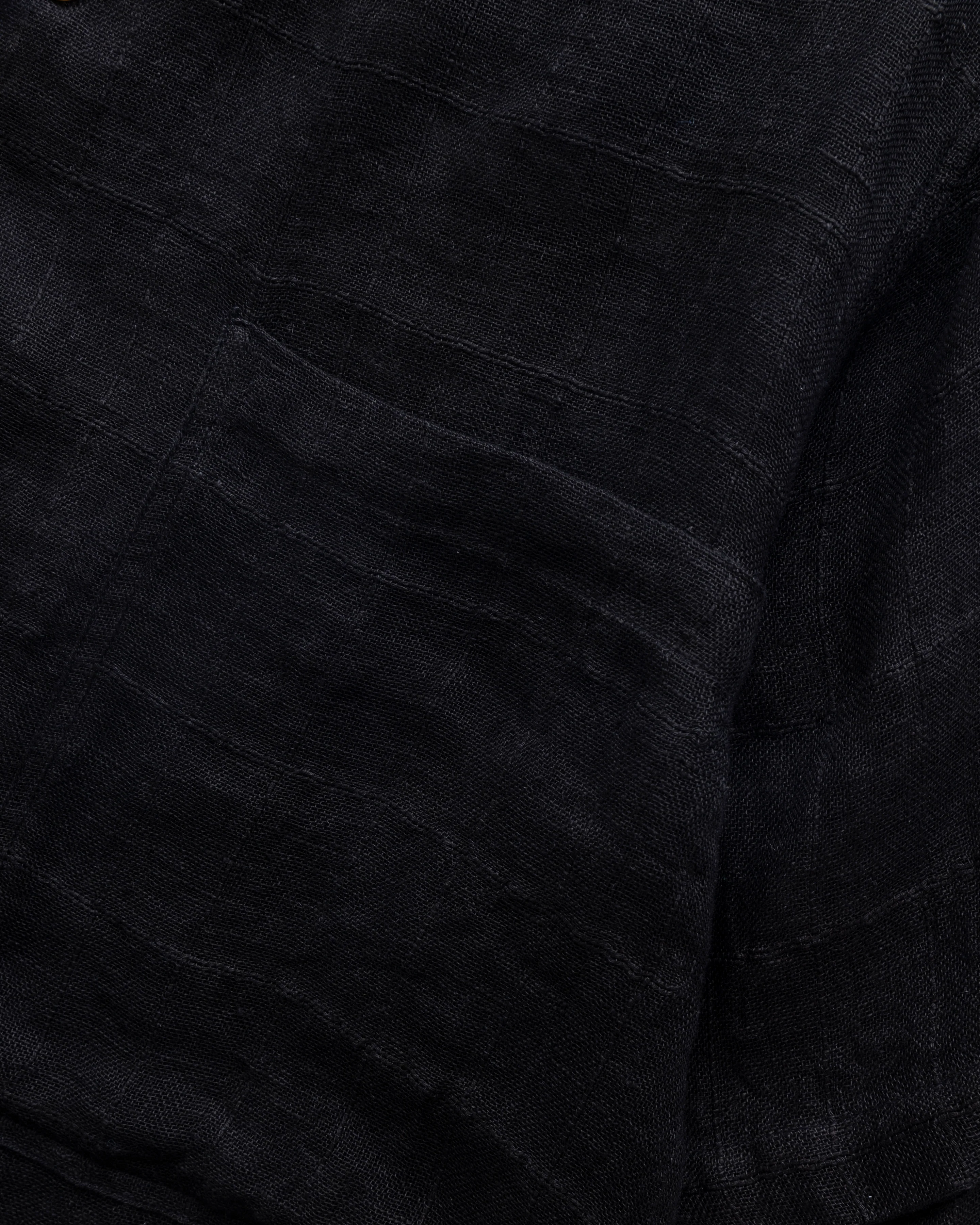S/S SINGLE POCKET SAM SHIRT - BLACK HANDLOOM WINDOWPANE GAUZE - Image 5