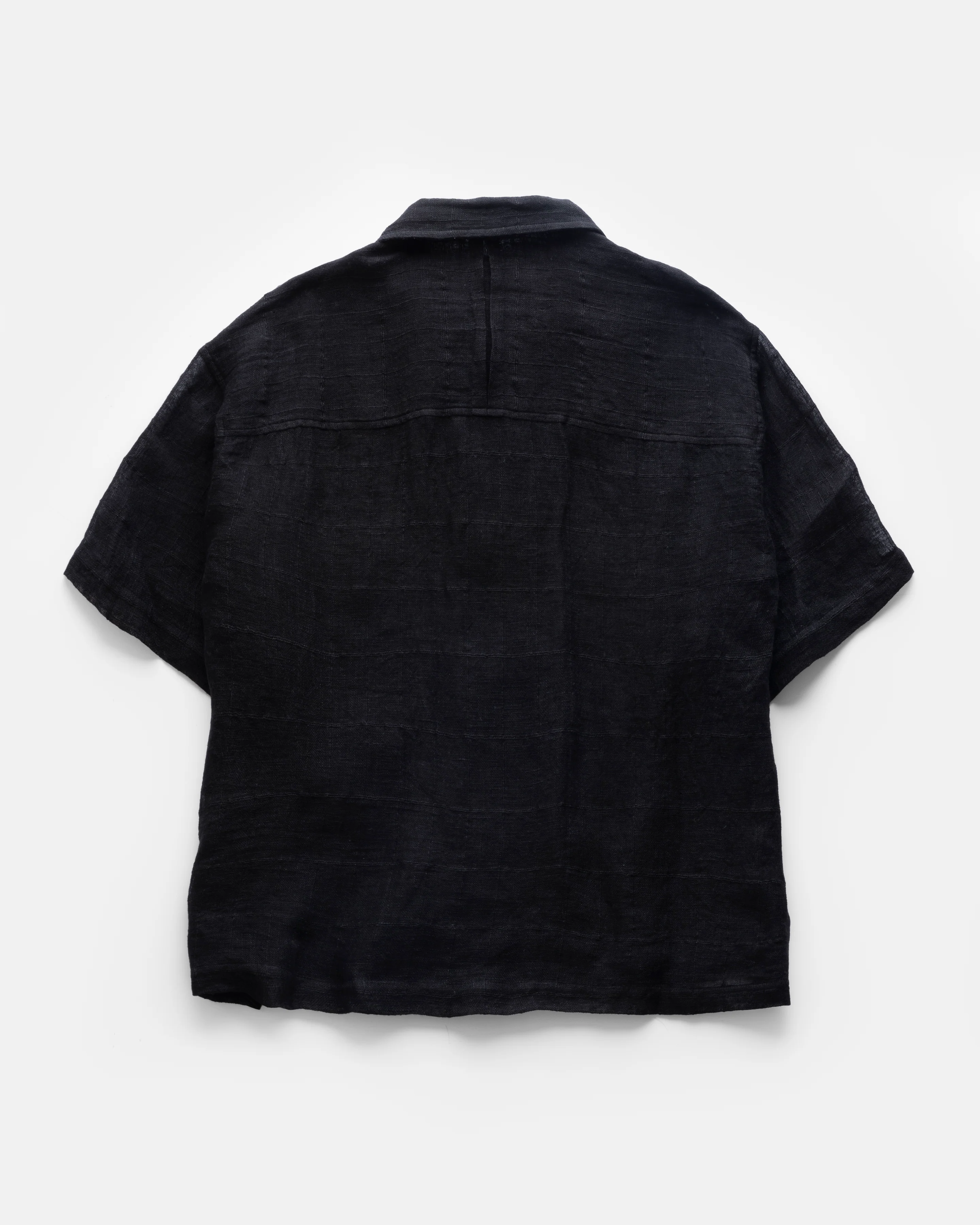 S/S SINGLE POCKET SAM SHIRT - BLACK HANDLOOM WINDOWPANE GAUZE - Image 7