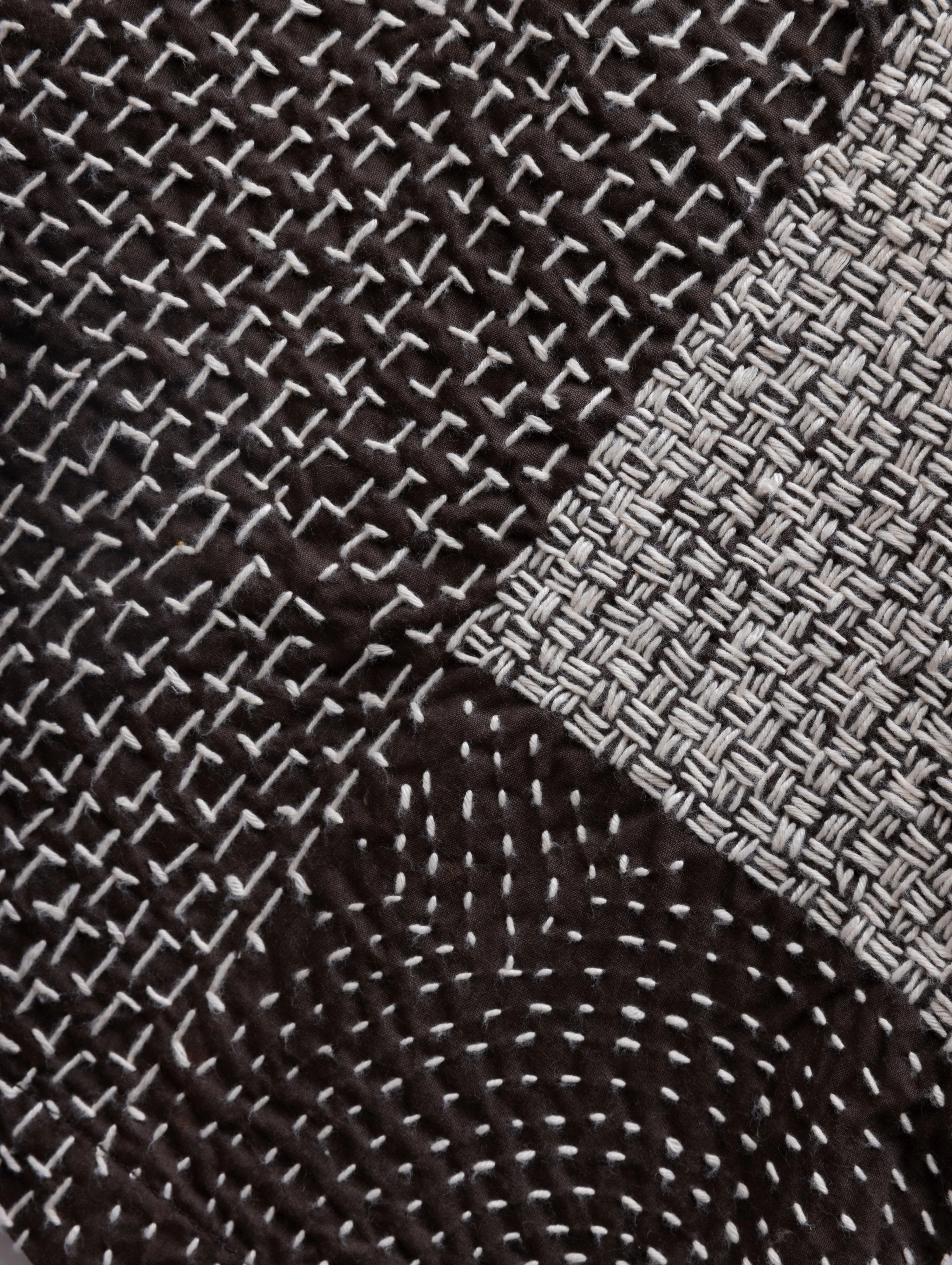 S/S SAM SHIRT - FONDENTE BROWN / ECRU PATCHWORK KANTHA STITCHED COTTON - Image 7