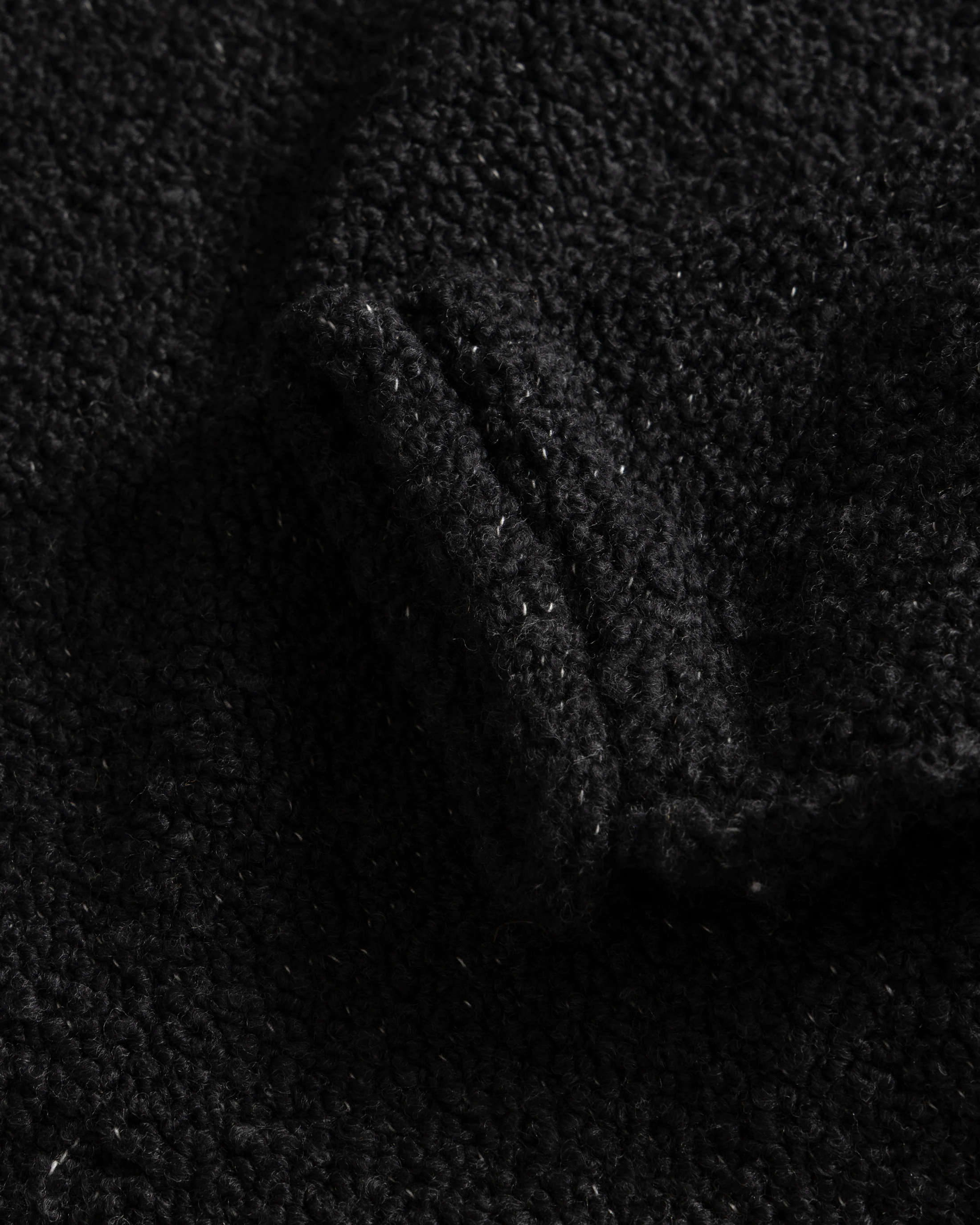 THOM REVERSIBLE ROLLNECK SWEATER -  FADED BLACK HANDLOOM TWISTED MERINO BOUCLE - Image 3
