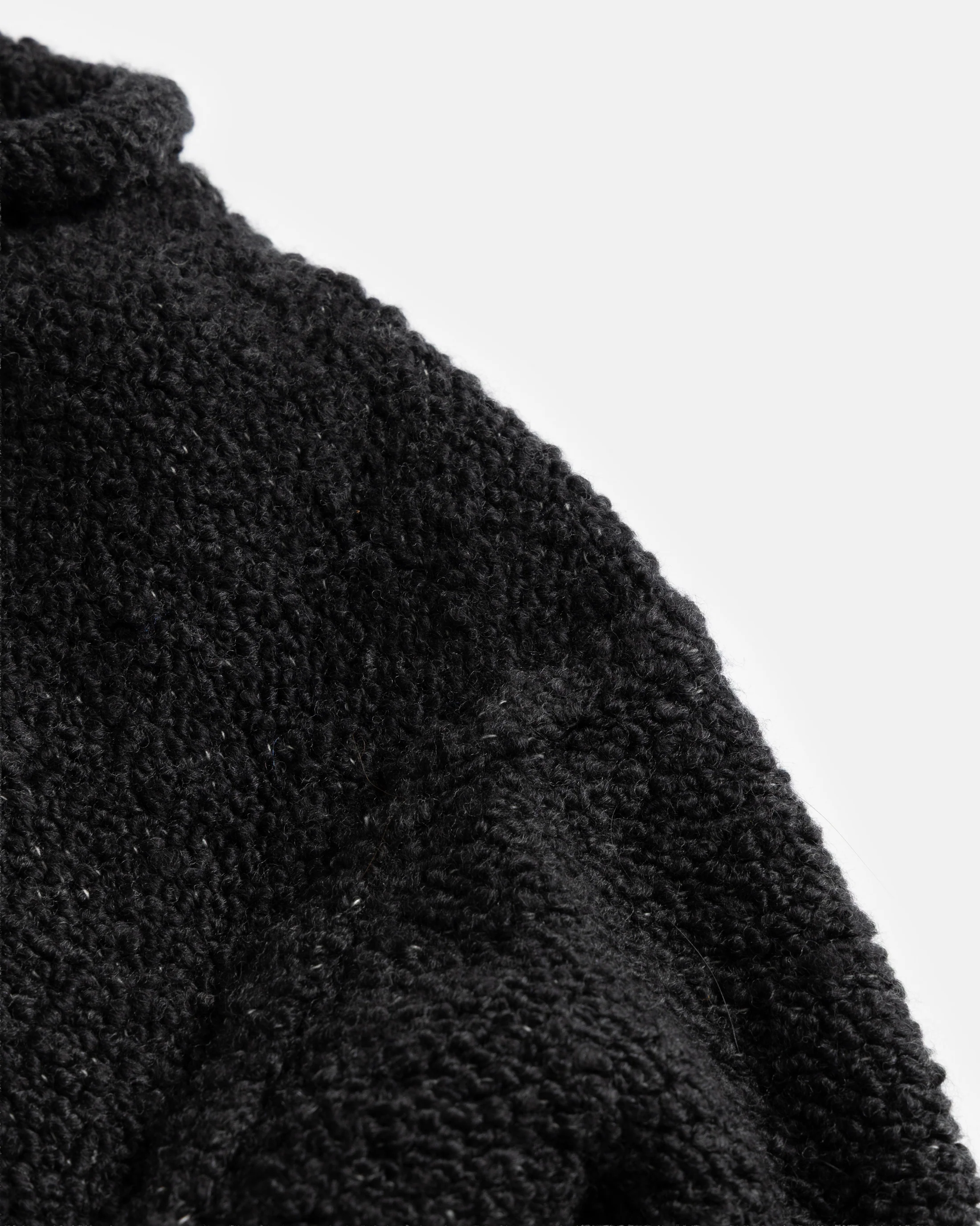 THOM REVERSIBLE ROLLNECK SWEATER -  FADED BLACK HANDLOOM TWISTED MERINO BOUCLE - Image 4