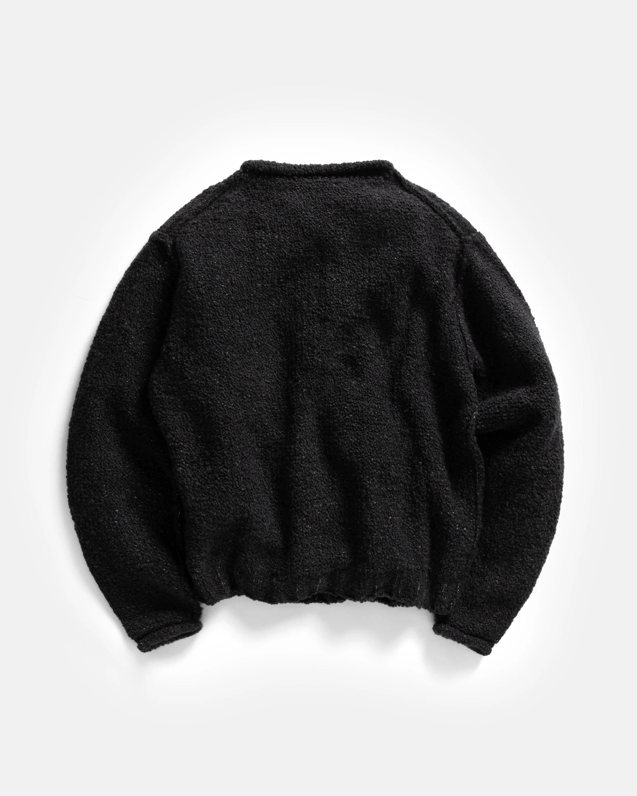 THOM REVERSIBLE ROLLNECK SWEATER -  FADED BLACK HANDLOOM TWISTED MERINO BOUCLE - Image 5