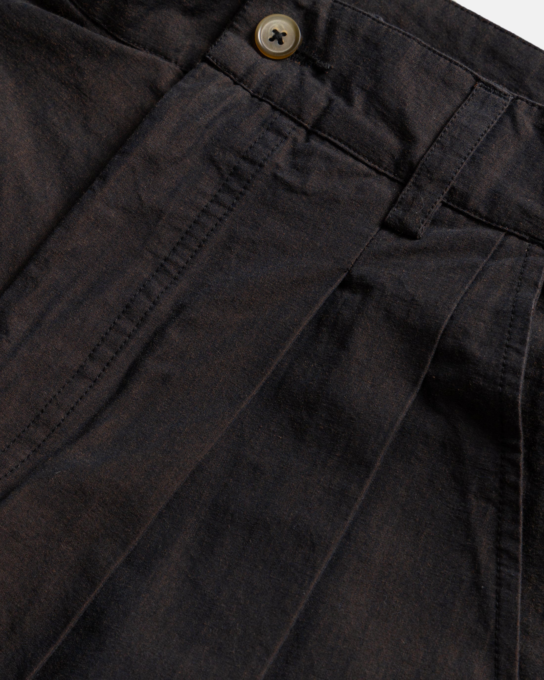 TINO DOUBLE PLEATED WIDE PANT - CIOCCOLATO / MEZZANOTE COTTON PLAINWEAVE - Image 2