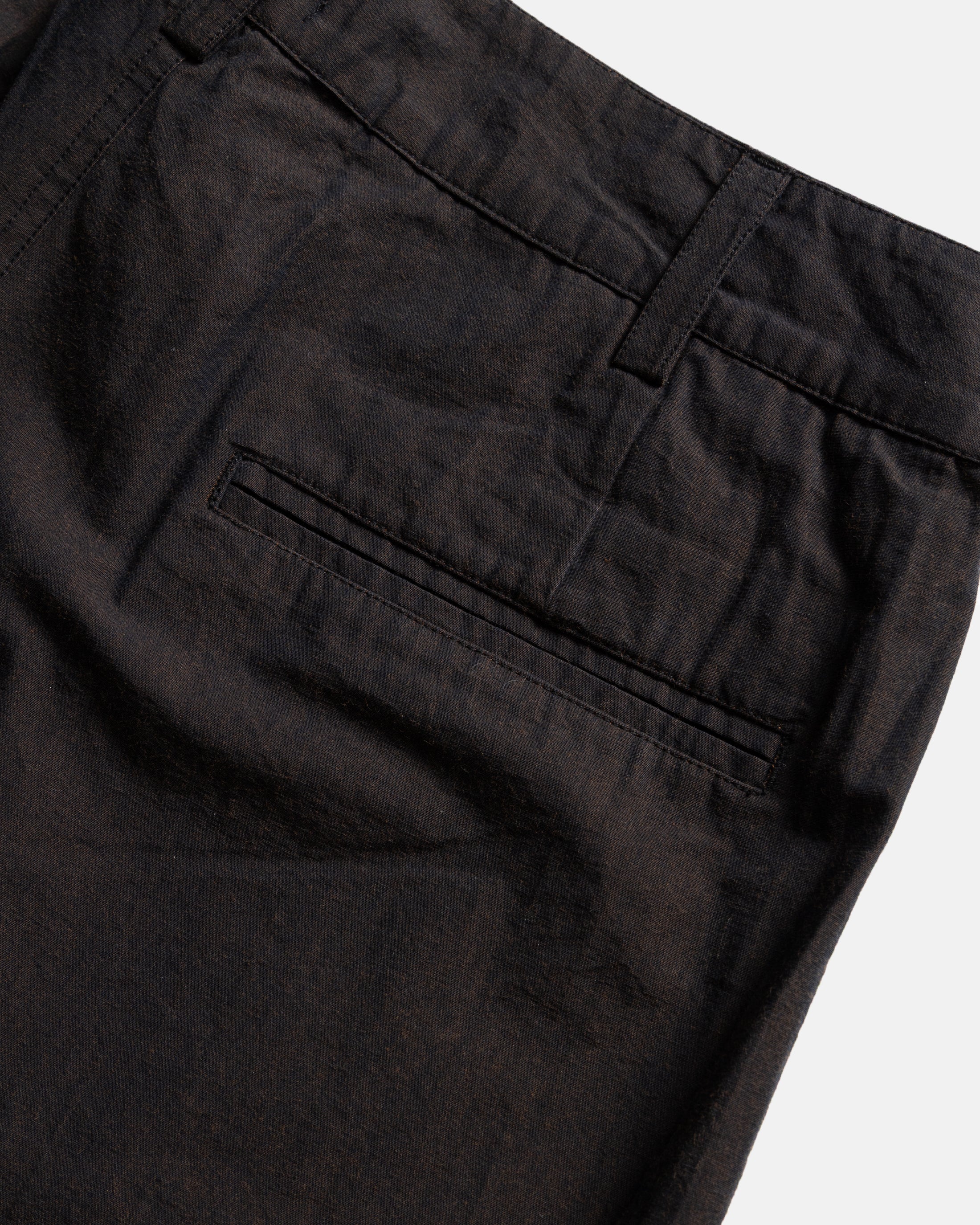 TINO DOUBLE PLEATED WIDE PANT - CIOCCOLATO / MEZZANOTE COTTON PLAINWEAVE - Image 4