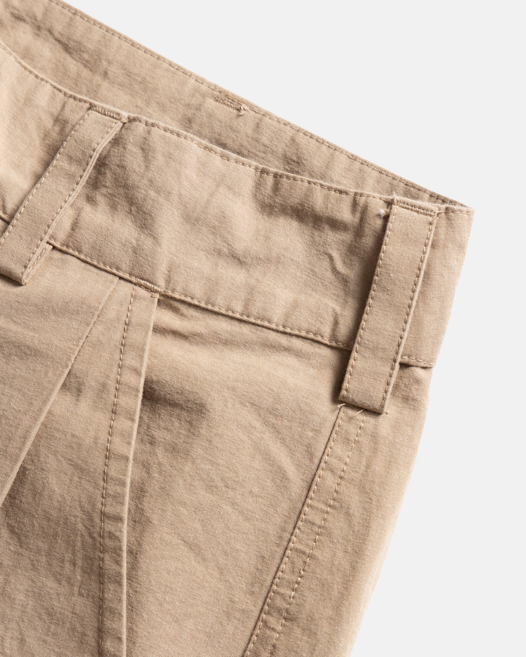 TINO DOUBLE PLEATED WIDE PANT - FADED KHAKI COTTON PLAINWEAVE - Image 3