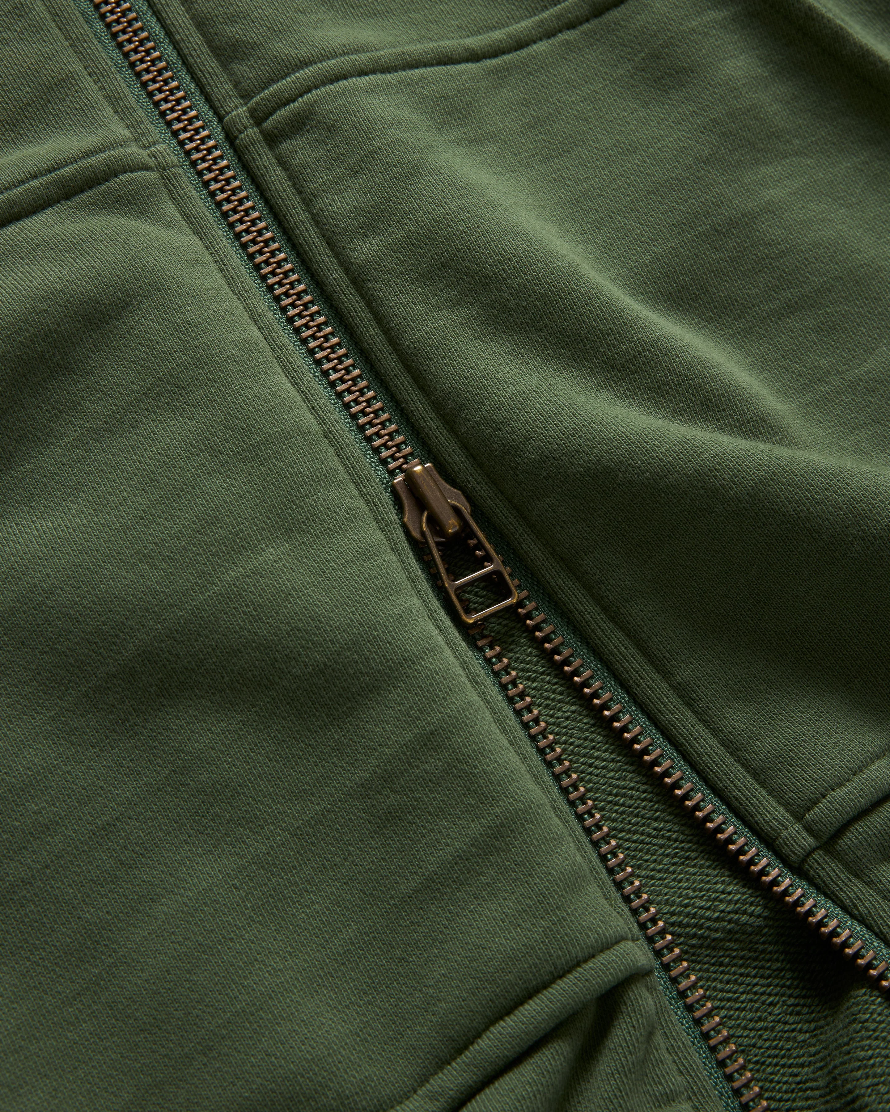 "ALL-SEASON OUTDOOR" TOLMIE FULLZIP SWEATSHIRT - FADED OLIVE / GOLDENROD 19oz. ALL COTTON FLEECE - Image 3