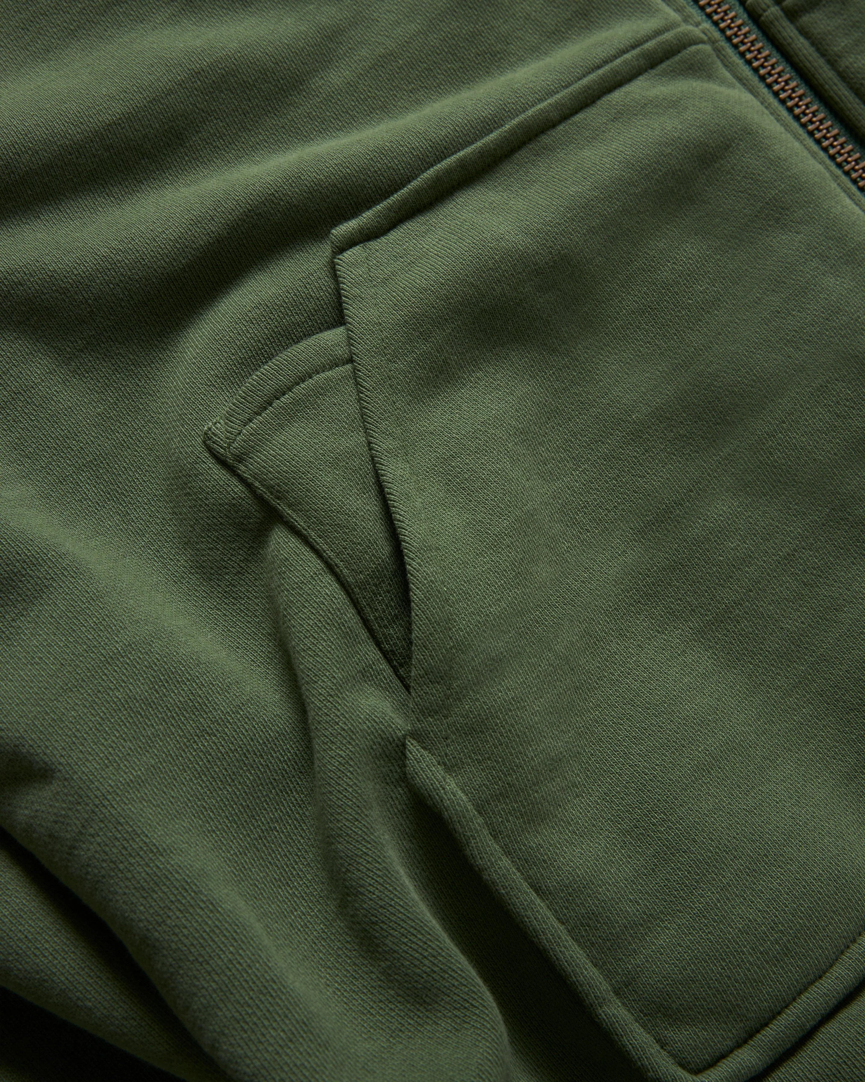 "ALL-SEASON OUTDOOR" TOLMIE FULLZIP SWEATSHIRT - FADED OLIVE / GOLDENROD 19oz. ALL COTTON FLEECE - Image 6