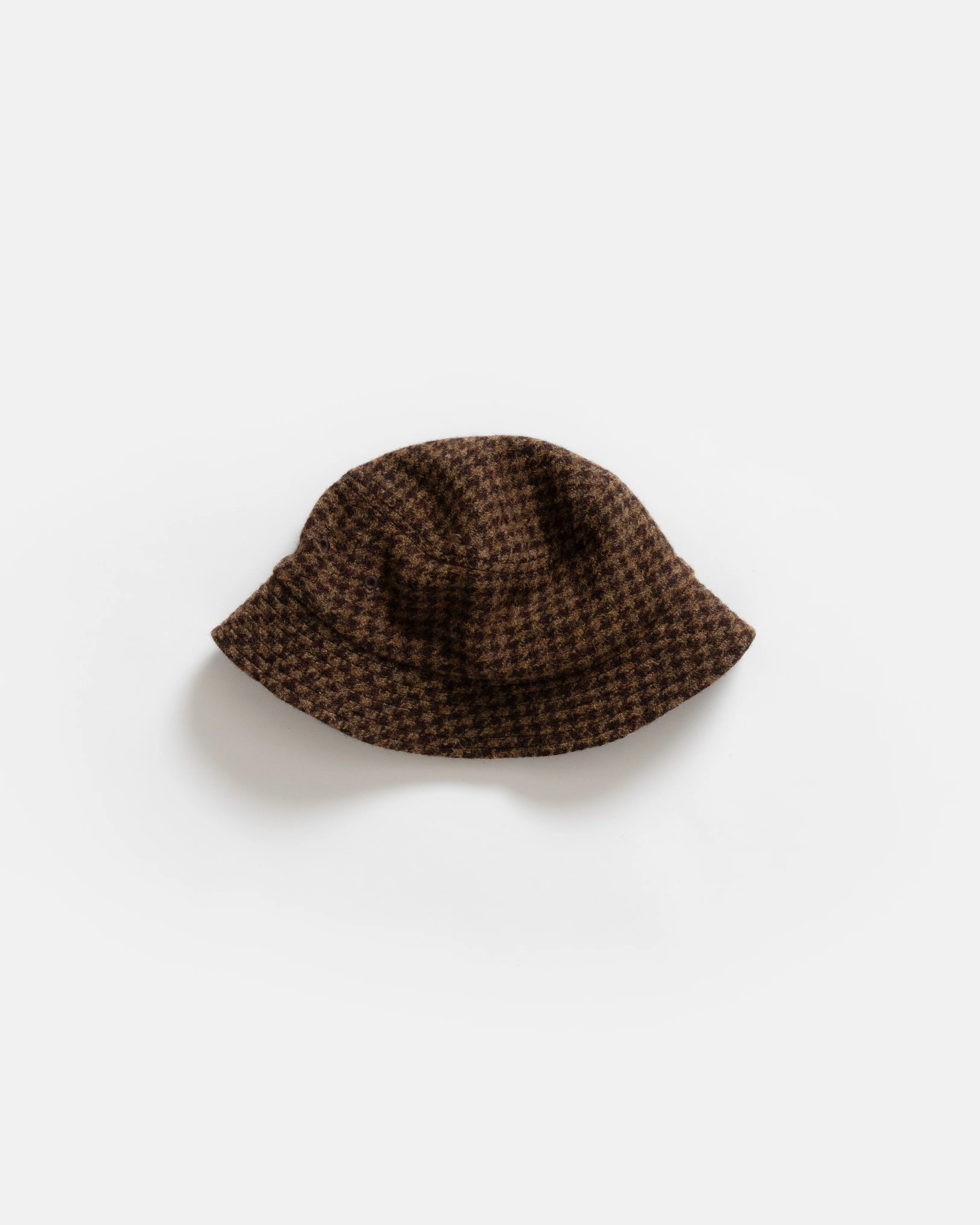 PAPIK BUCKET HAT - OLIVE / FONDENTE BROWN WOOLEN HOUNDSTOOTH TWEED - Image 3