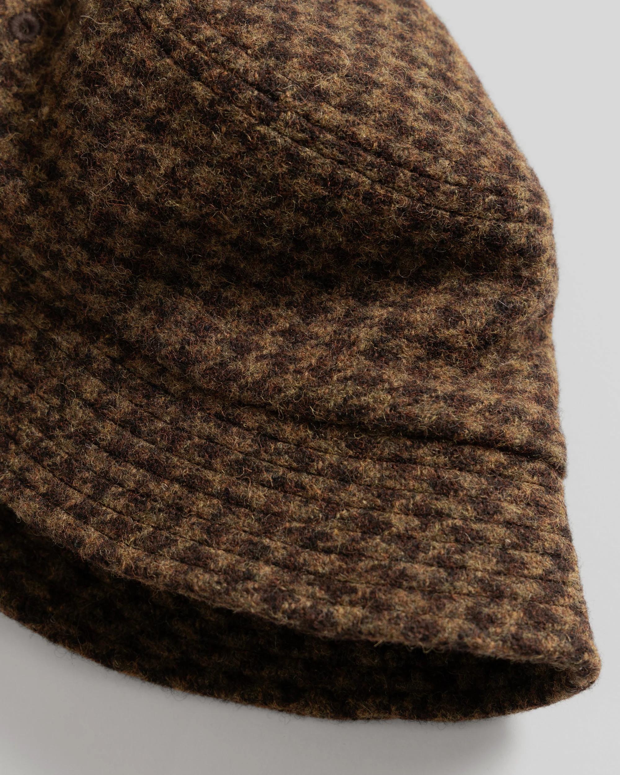 PAPIK BUCKET HAT - OLIVE / FONDENTE BROWN WOOLEN HOUNDSTOOTH TWEED - Image 4
