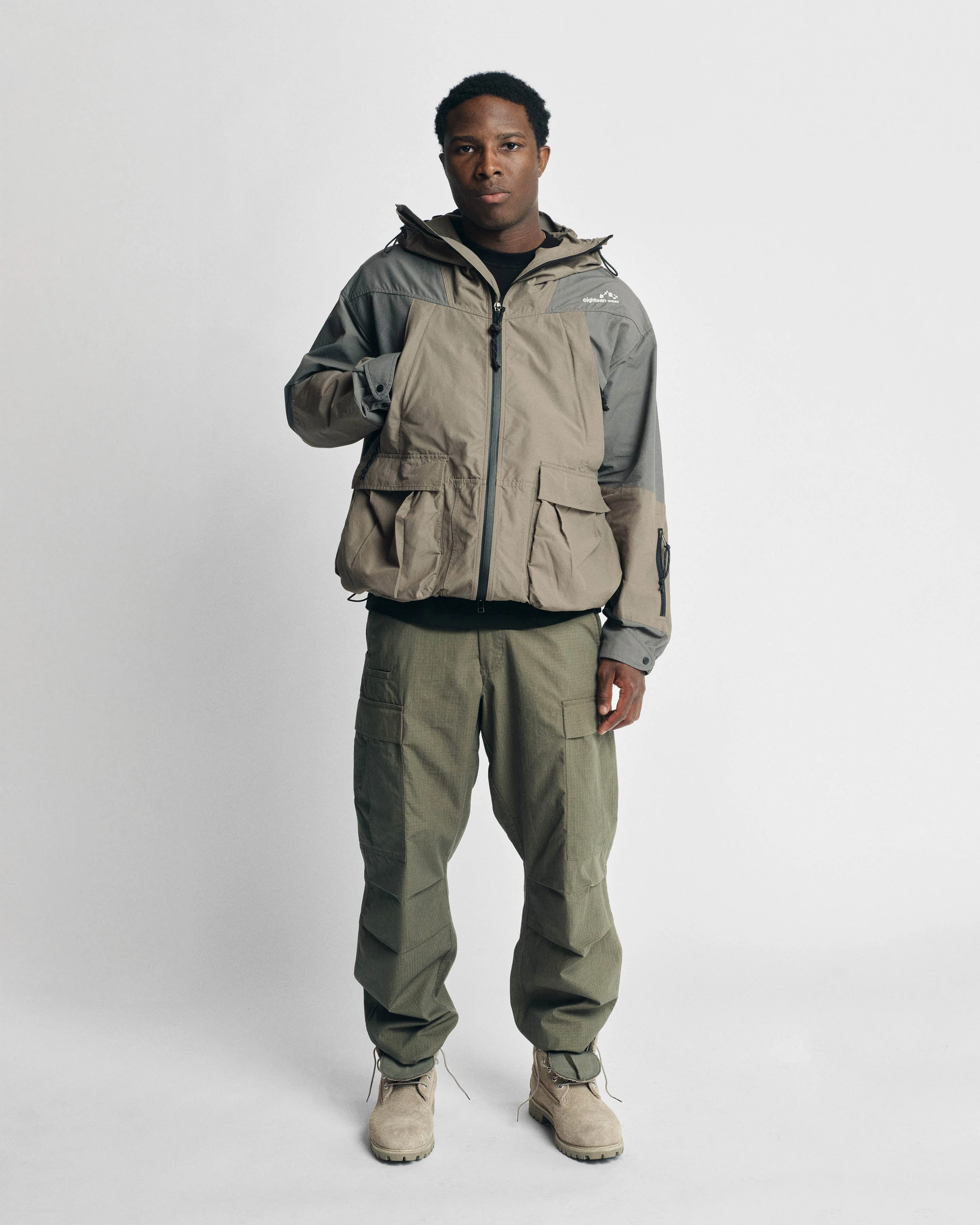 CASCADE OUTDOOR PROTECTION SYSTEM HOODED SHELL - BARELY SAGE / BLUESTONE WATER-REPELLENT 60/40 MOUNTAIN CLOTH - Image 7