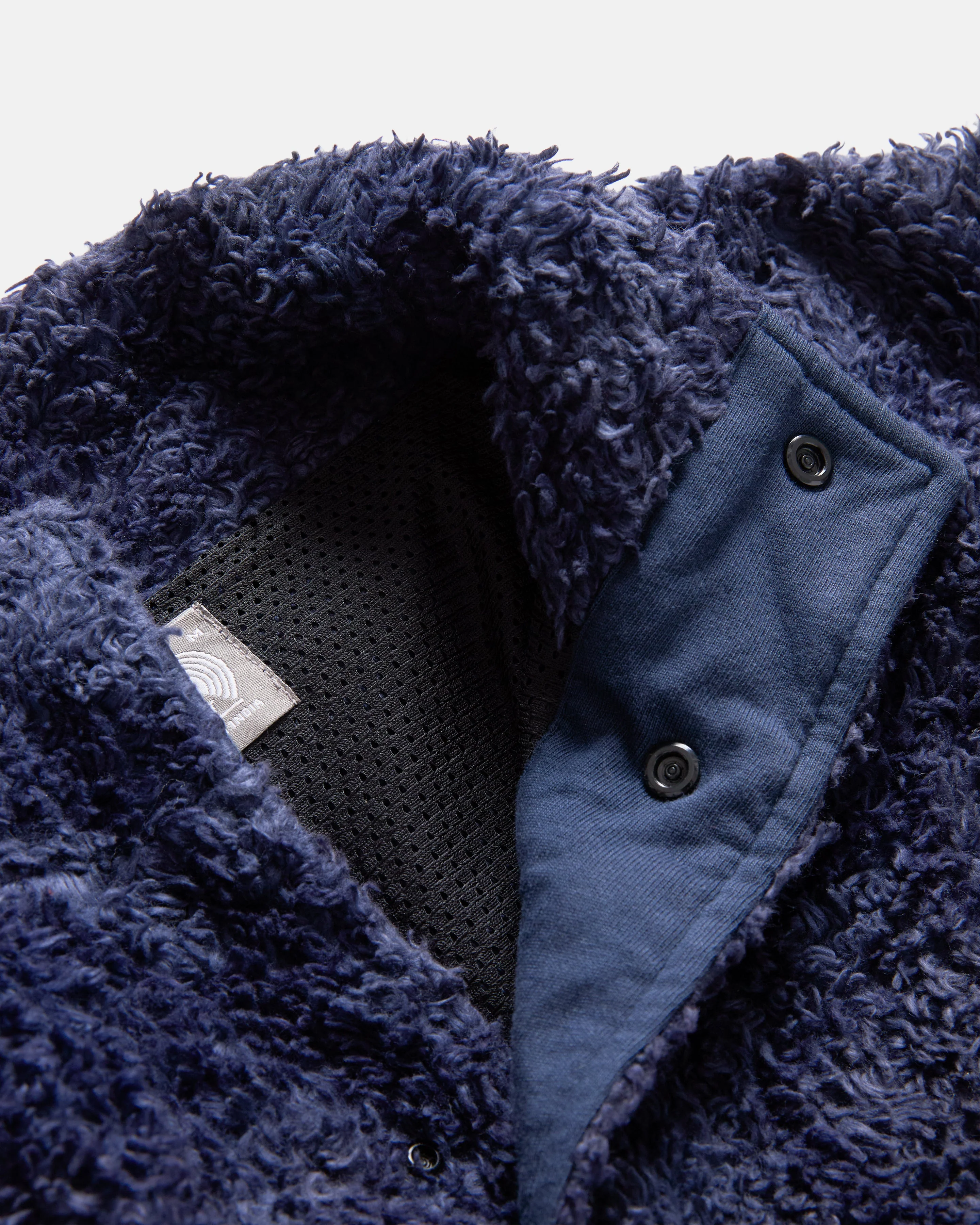 VENTURA DEEP PILE PULLOVER - TONAL MIDNIGHT NAVY SHADOW SCREENED ORGANIC COTTON SHERPA - Image 3