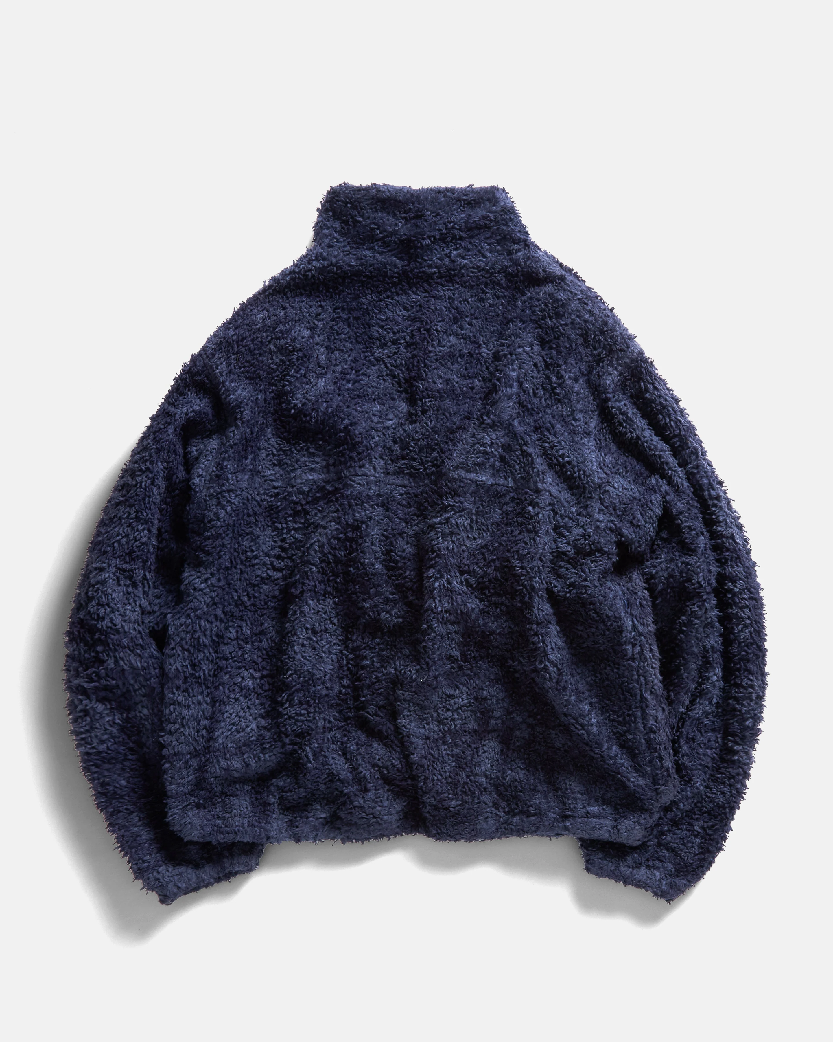 VENTURA DEEP PILE PULLOVER - TONAL MIDNIGHT NAVY SHADOW SCREENED ORGANIC COTTON SHERPA - Image 6