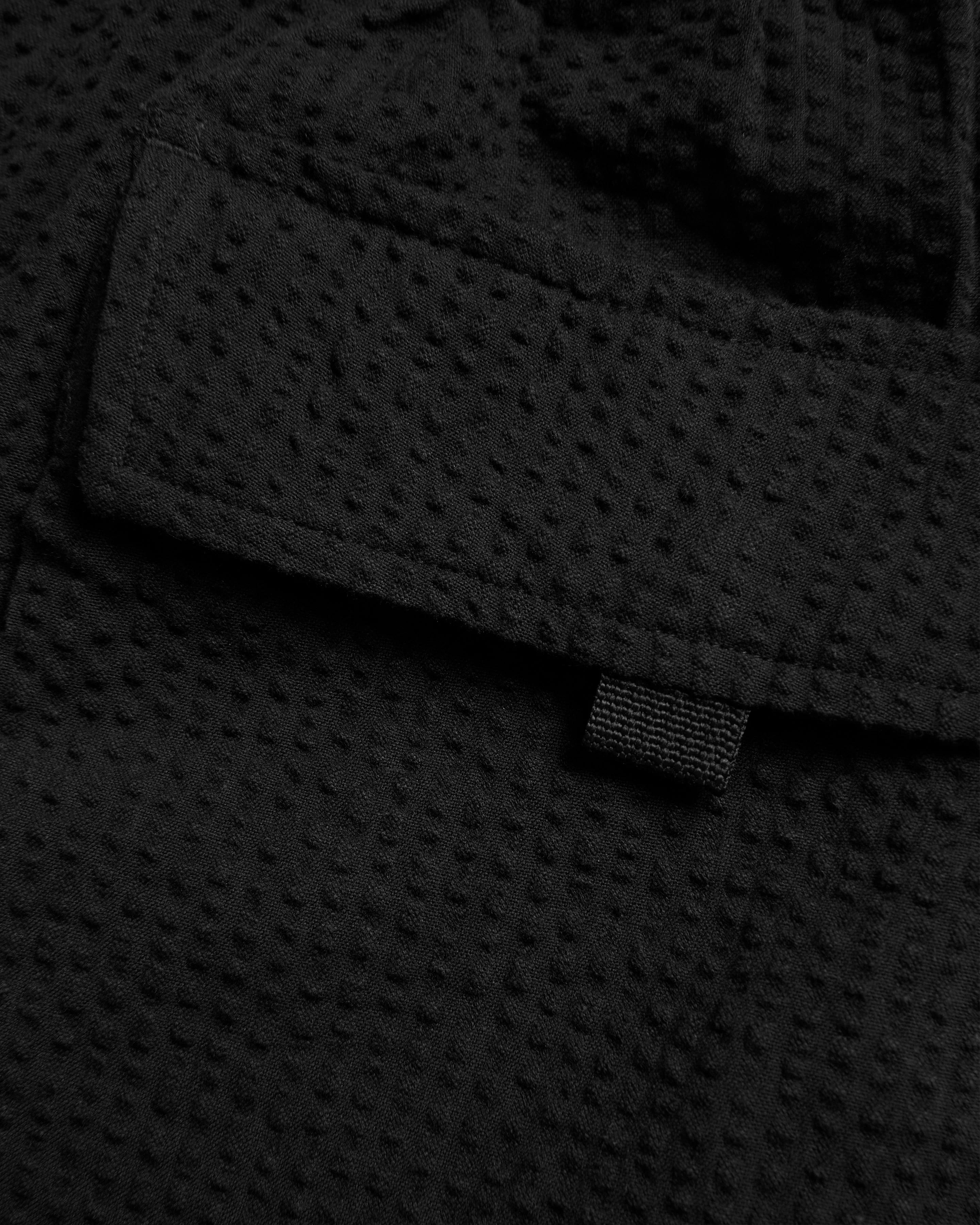 VETTI UTILITY SHORTS - TONAL BLACK COTTON SEERSUCKER - Image 3