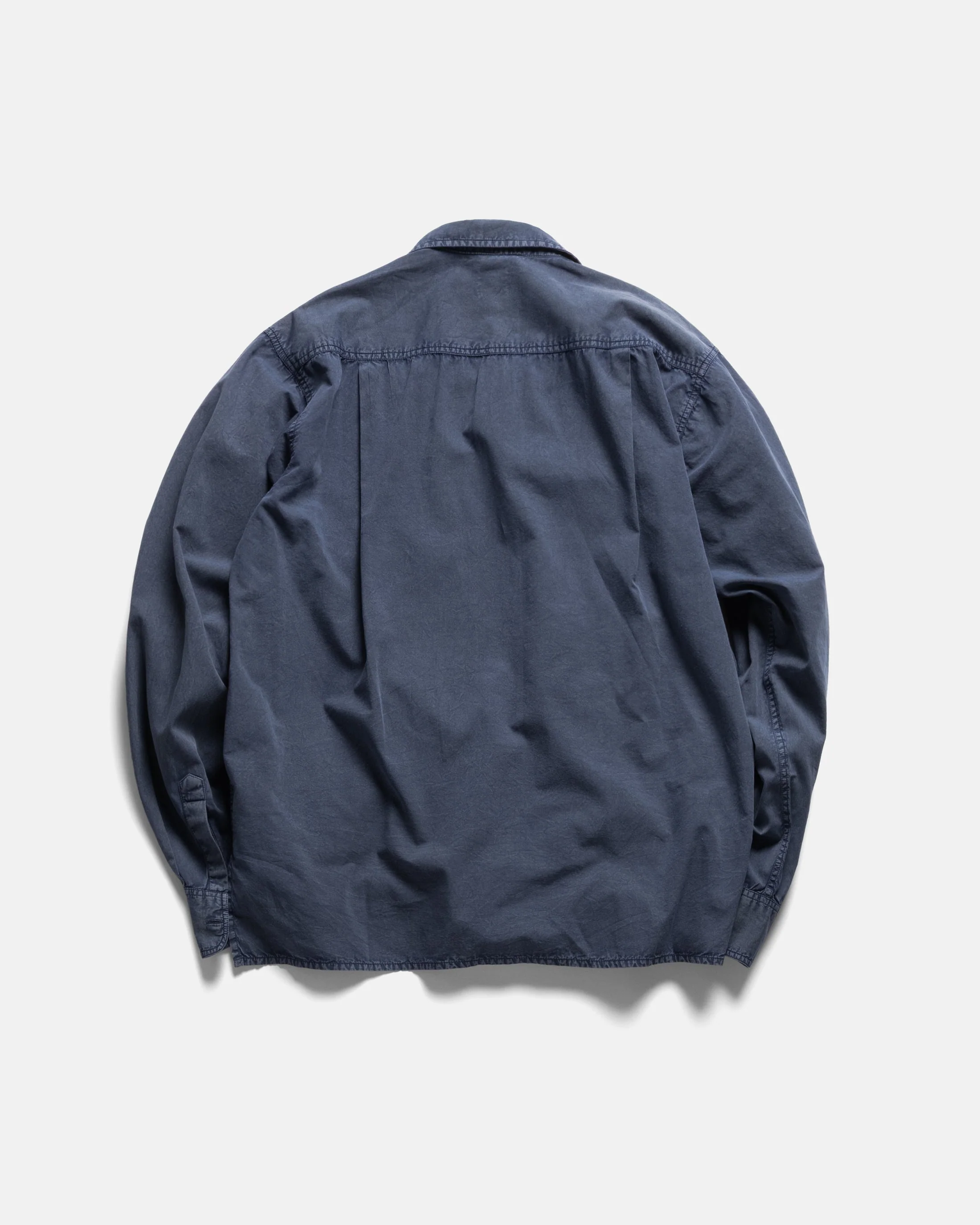WES STRAIGHT HEM WORK SHIRT - WASHED NAVY PIGMENT DYED POPLIN - Image 5
