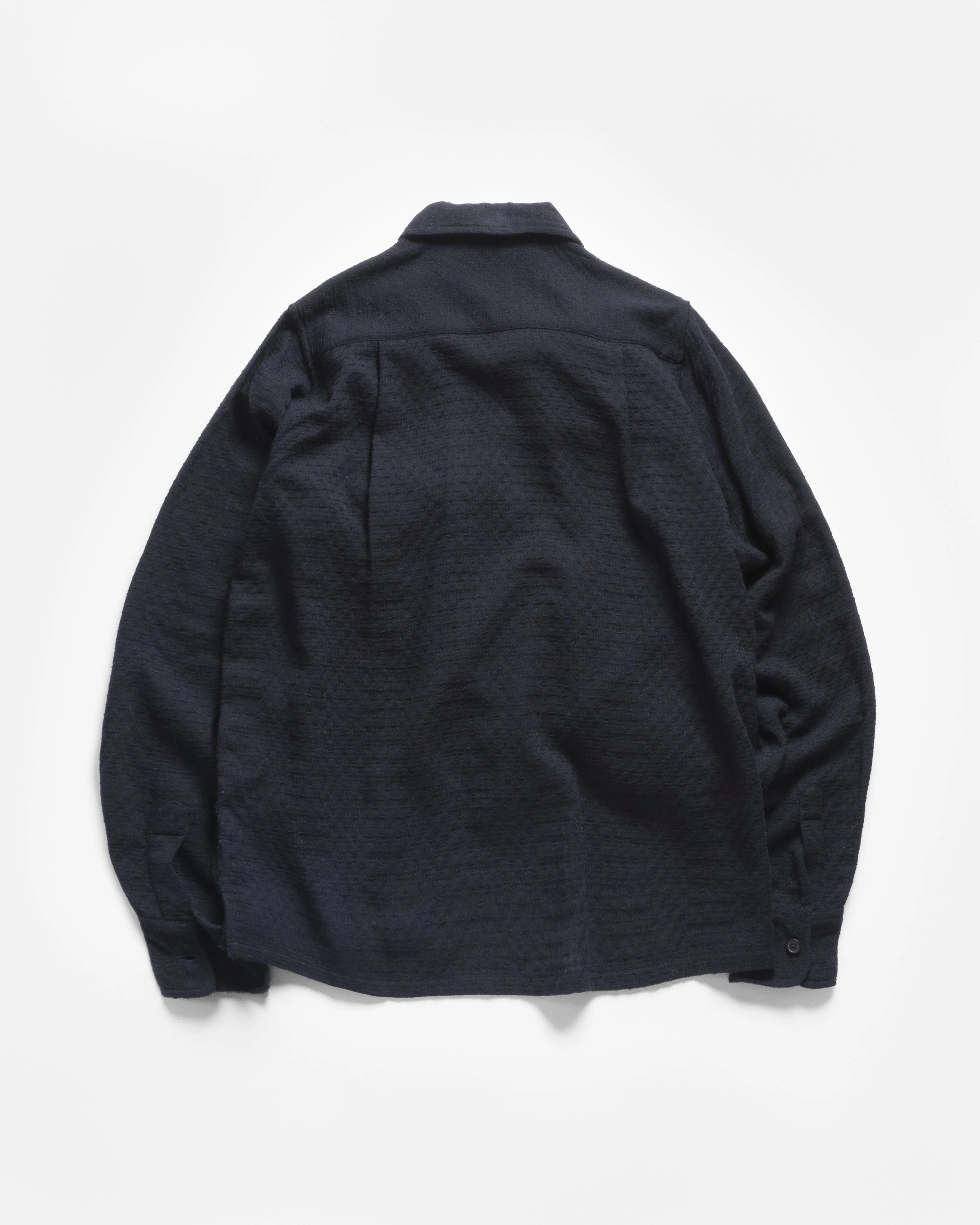 WES STRAIGHT HEM WORK SHIRT - MIDNIGHT NAVY WORSTED WOOL DOBBY - Image 6