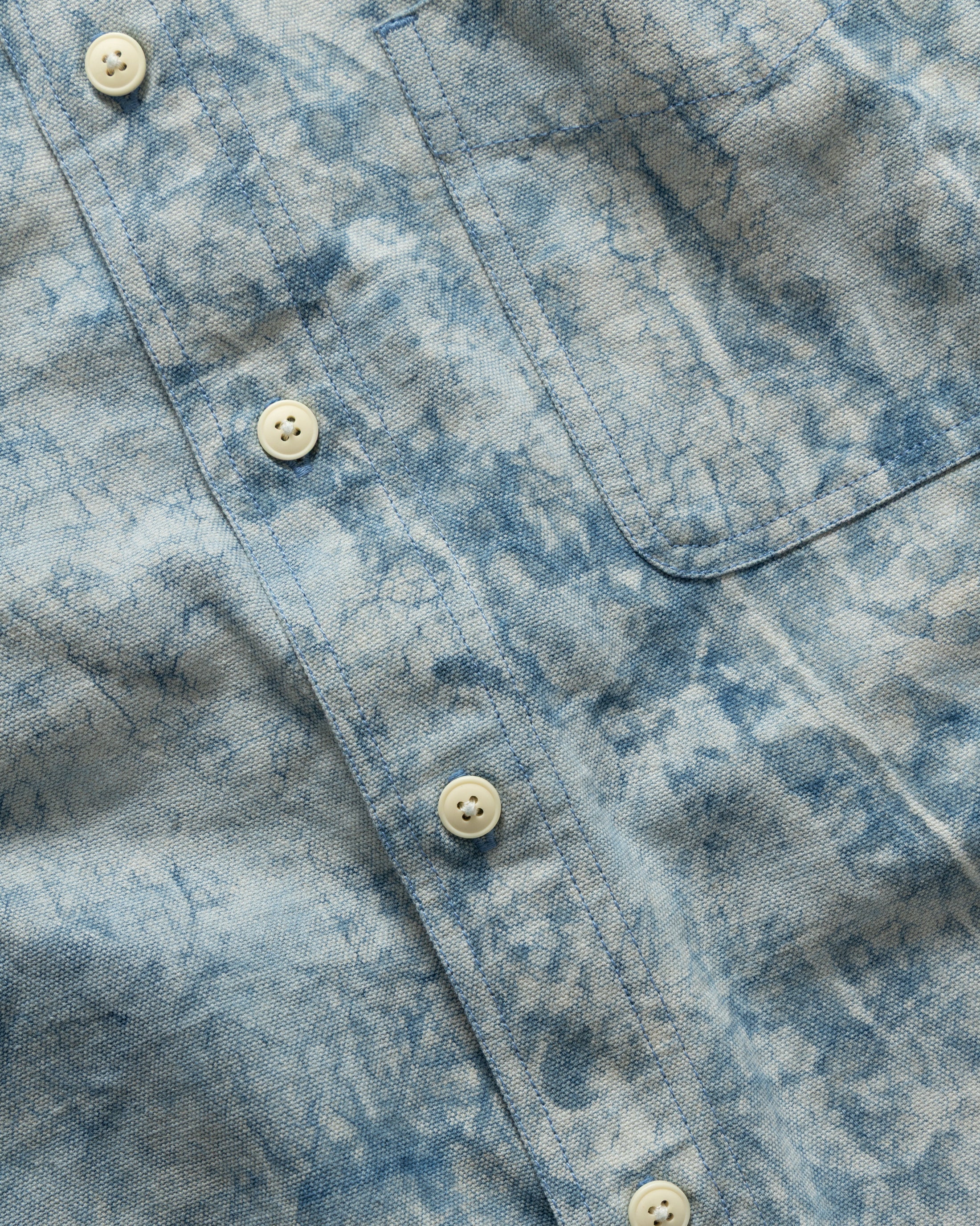 WOLF BUTTON-DOWN SHIRT - INDIGO DABU DYED HEAVY OXFORD CLOTH - Image 3