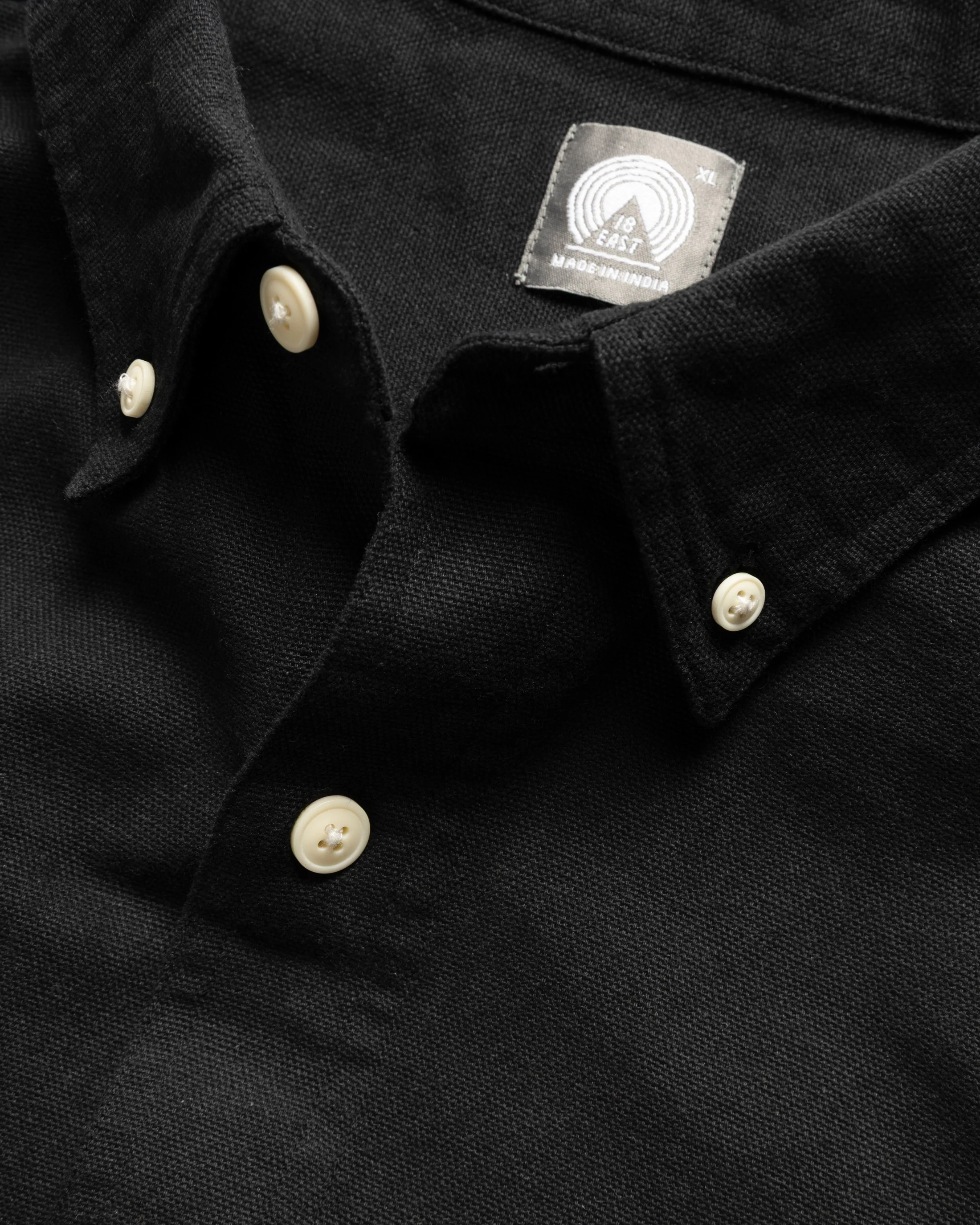 WOLF BUTTON-DOWN SHIRT - BLACK COTTON OXFORD CLOTH - Image 4