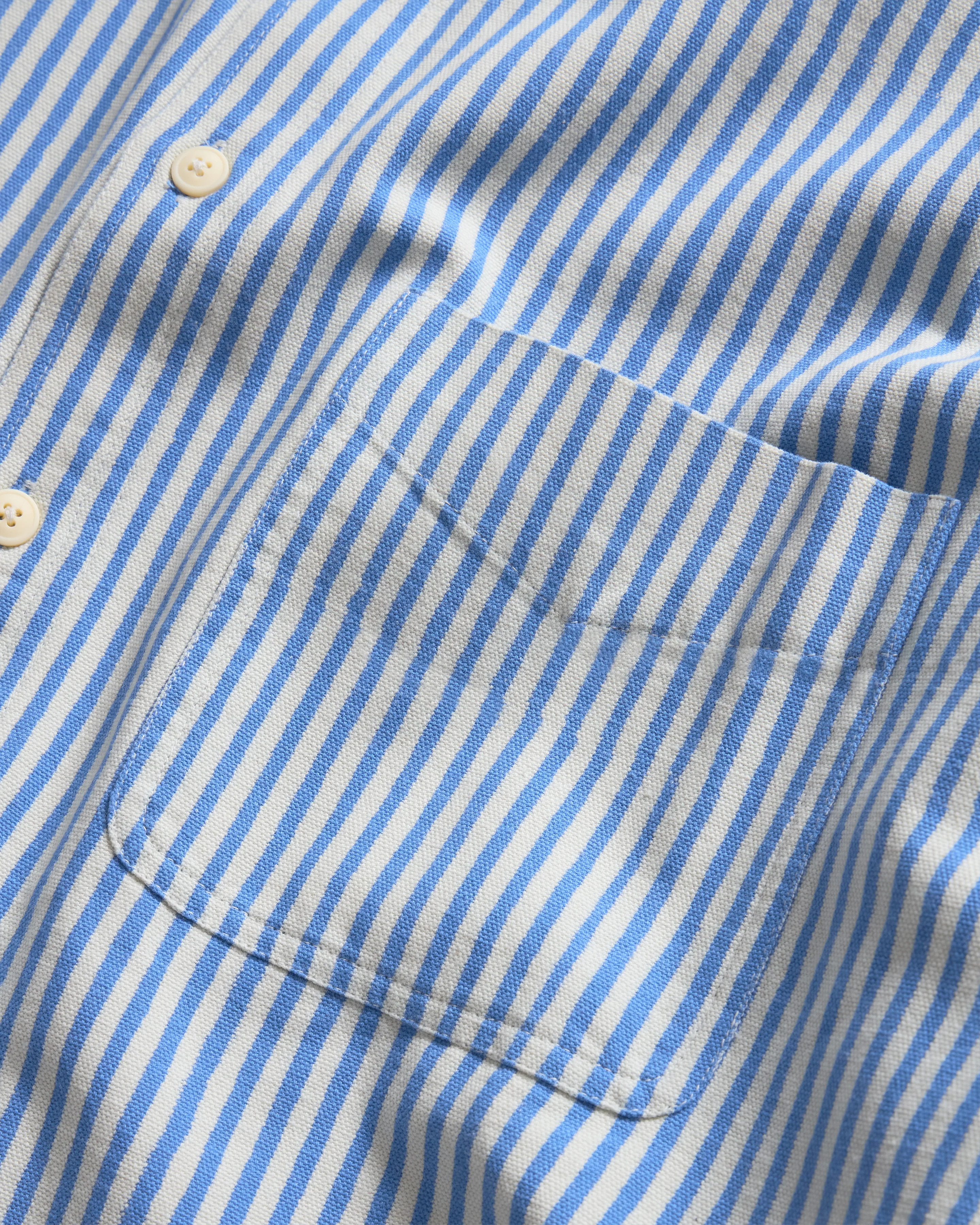 WOLF BUTTON-DOWN SHIRT - NATURAL INDIGO / ECRU HAND-BLOCK PRINTED DISCHARGE STRIPED COTTON OXFORD - Image 3
