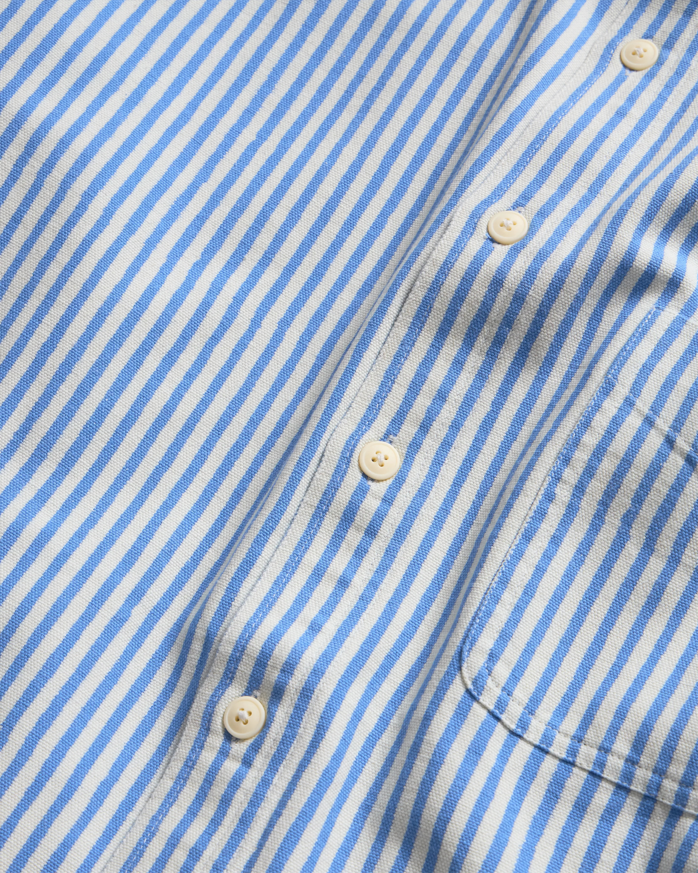 WOLF BUTTON-DOWN SHIRT - NATURAL INDIGO / ECRU HAND-BLOCK PRINTED DISCHARGE STRIPED COTTON OXFORD - Image 4